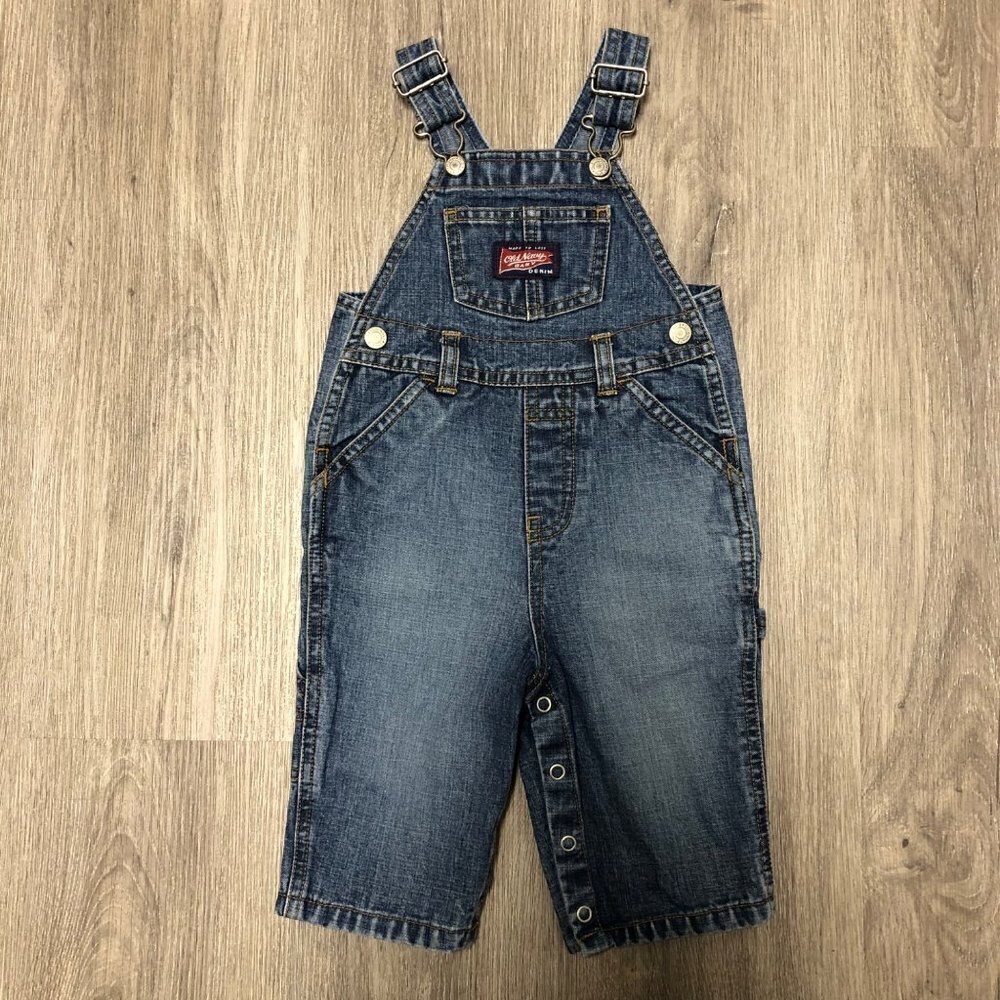Vintage Old Navy Overalls Size 6-12 Months Jean Cargo Style Jumpsuit 100% Cotton